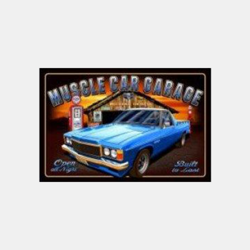 Muscle Car Garage Blue HZ Ute - Tin Sign | Mildura Holden Museum