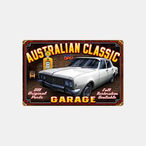 Australian Classic Garage Cream HG Sedan - Tin Sign | Mildura Holden Museum