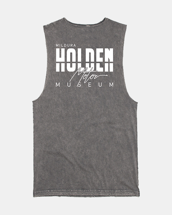 Unisex Muscle Tank Double Print Grey | Mildura Holden Museum