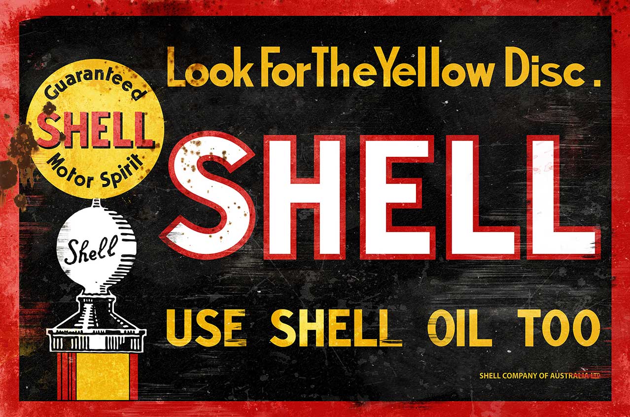 Shell Yellow Disc Tin Sign - Image 2